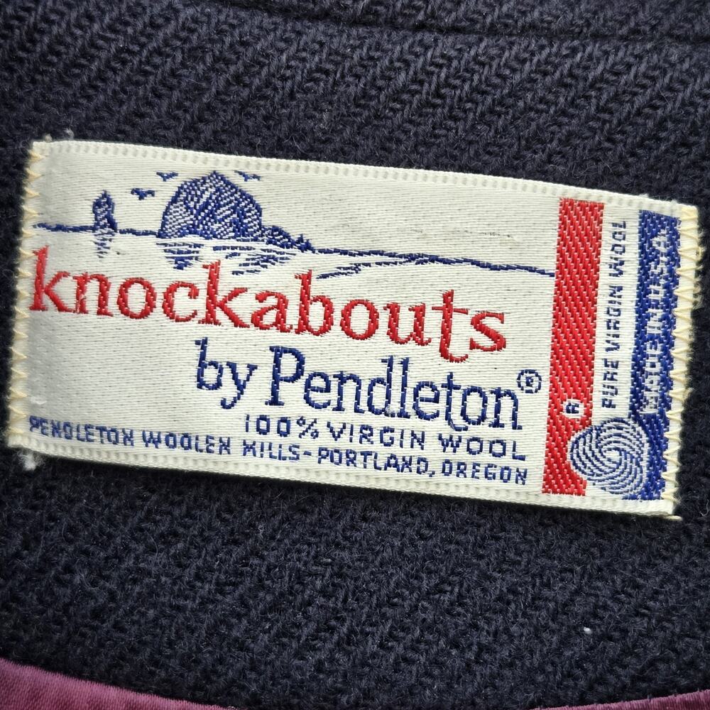 Vintage Pendleton‎ 100% Virgin Wool Knockouts By Pendleton Navy Coat Jacket M/L? - Picture 2 of 11